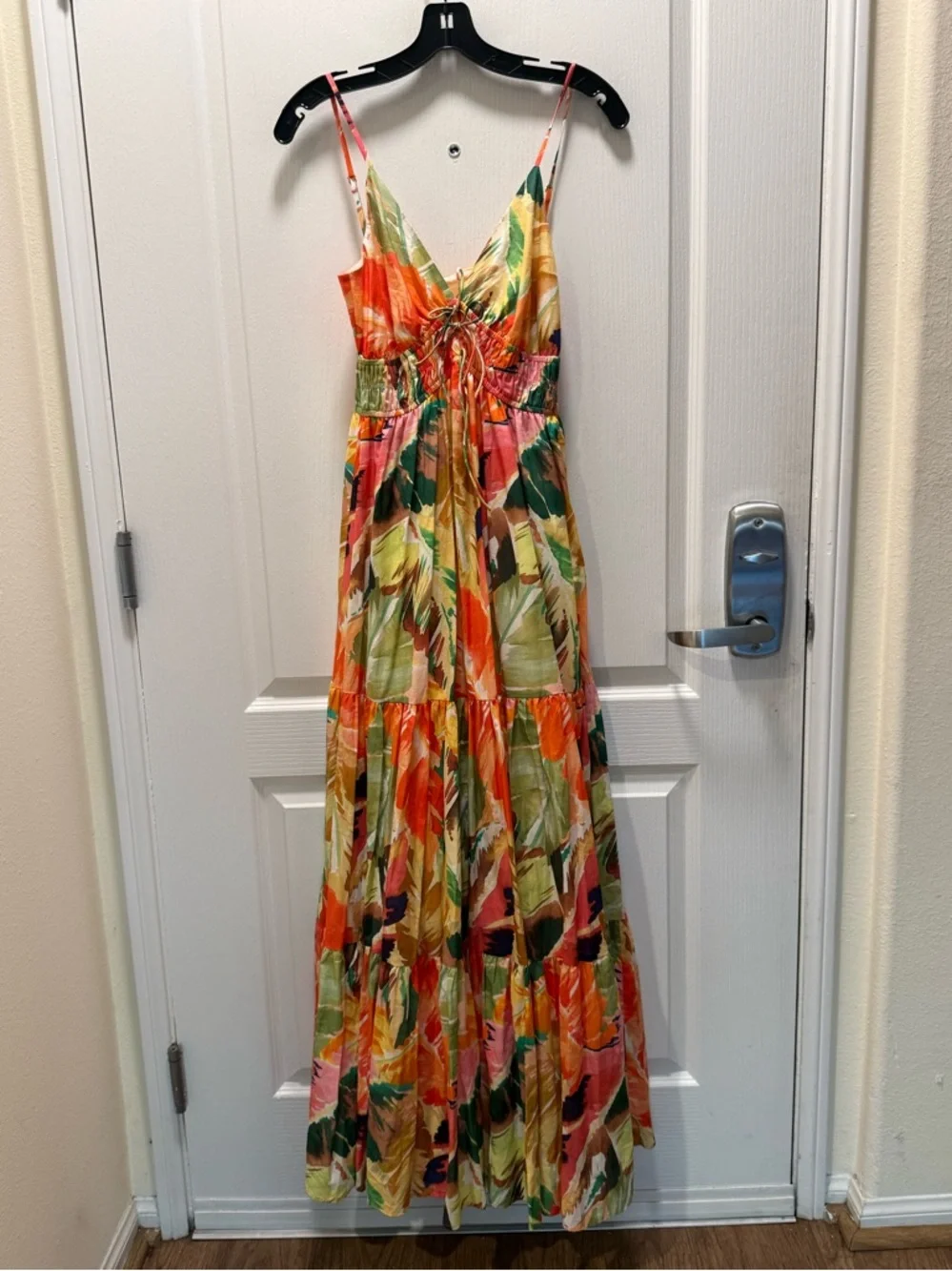 Hutch soft hothouse tropical lawn Maxi Dress in Orange Floral MULT size S NWT - Picture 2 of 5